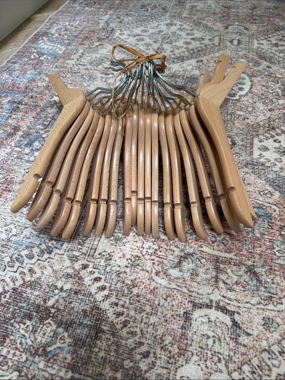 Set of Wooden Suit Hangers in Light Natural Wood - kid size